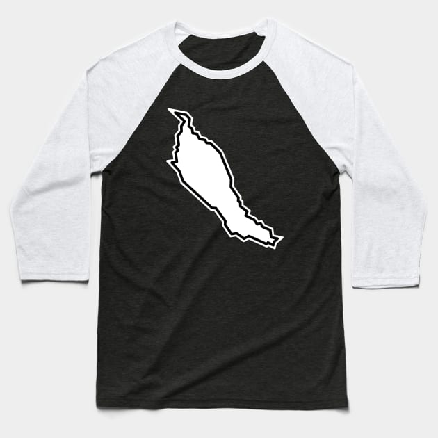 Denman Island Silhouette in Classic White - Simple and Clean - Denman Island Baseball T-Shirt by City of Islands